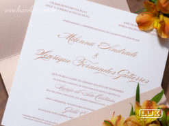 Convite de Casamento Luxo Clássico Romântico Camberra M 2019